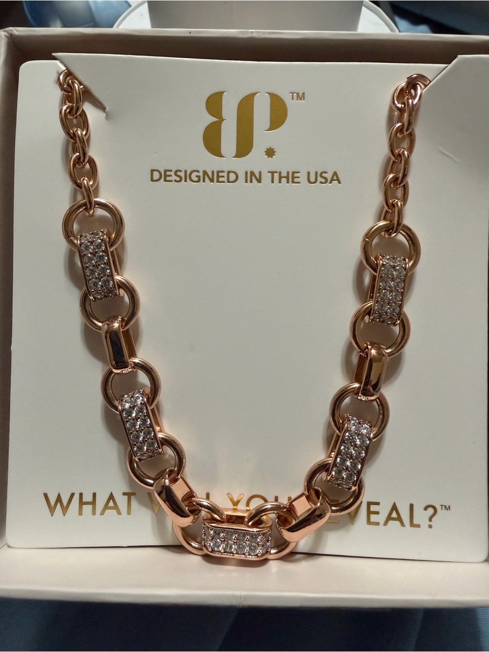 Rose Gold CZ Pave Link Chain